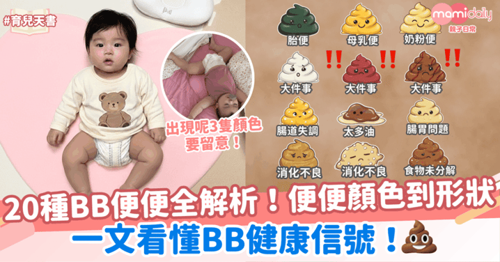 20種BB便便全解析！便便顏色到形狀，一文看懂BB健康信號！