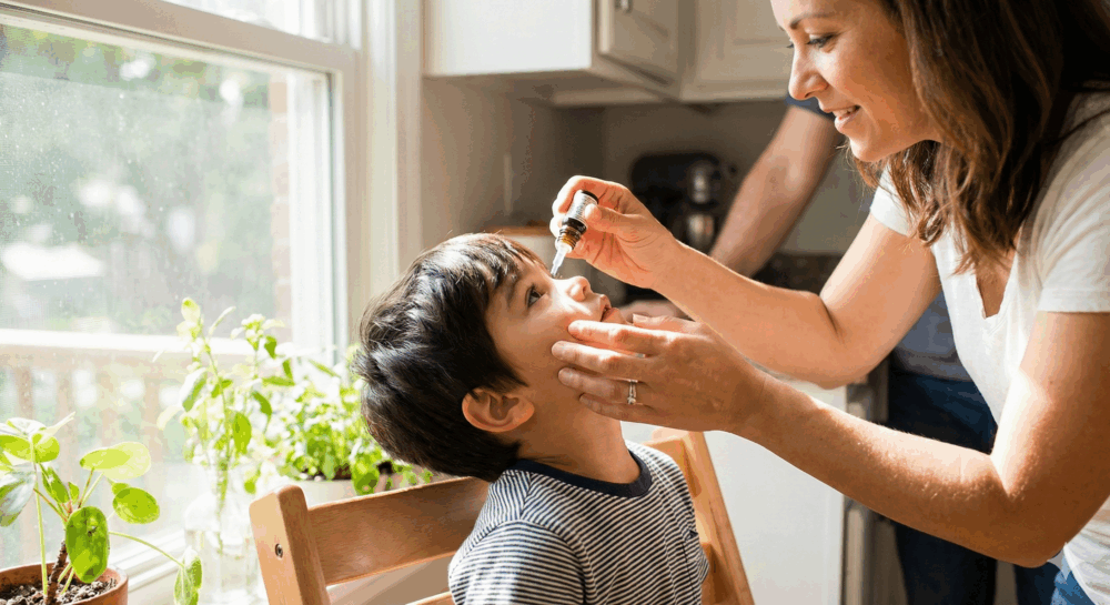 輕輕撥開上下眼瞼，用生理食鹽水或人工淚液從靠近鼻子的眼角往眼尾方向沖洗
