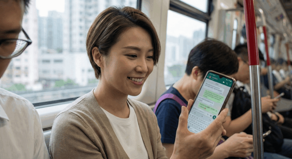 家長收到心儀學校的取錄通知，與身邊的人分享喜訊。