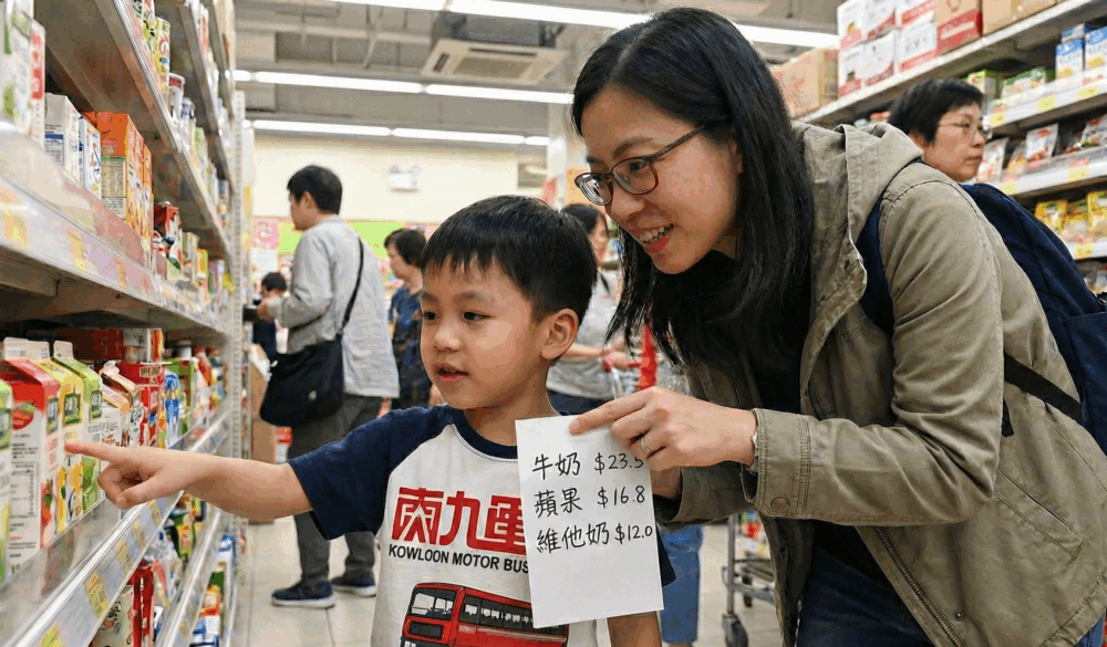 家長可以帶孩子購物前列出購物清單，只購買需要的東西。