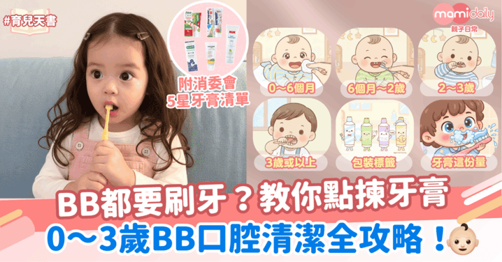 0～3歲BB口腔清潔攻略！BB都要刷牙？教你點揀牙膏