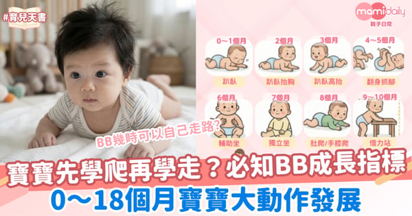 新手爸媽必讀！寶寶先學爬再學走？0-18個月寶寶大動作發展里程碑全解析