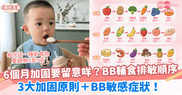 6個月開始加固要留意咩？BB輔食排敏順序表！必睇3大加固原則＋BB敏感症狀！
