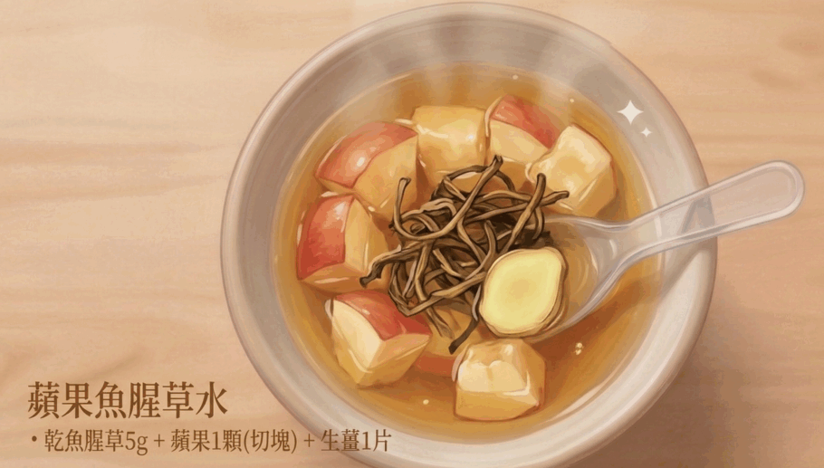 對付綠色鼻涕：蘋果魚腥草水