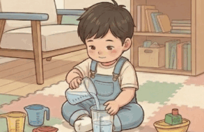 2歲：杯子來回倒水