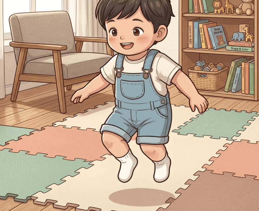 2 歲：雙腳同時離地跳