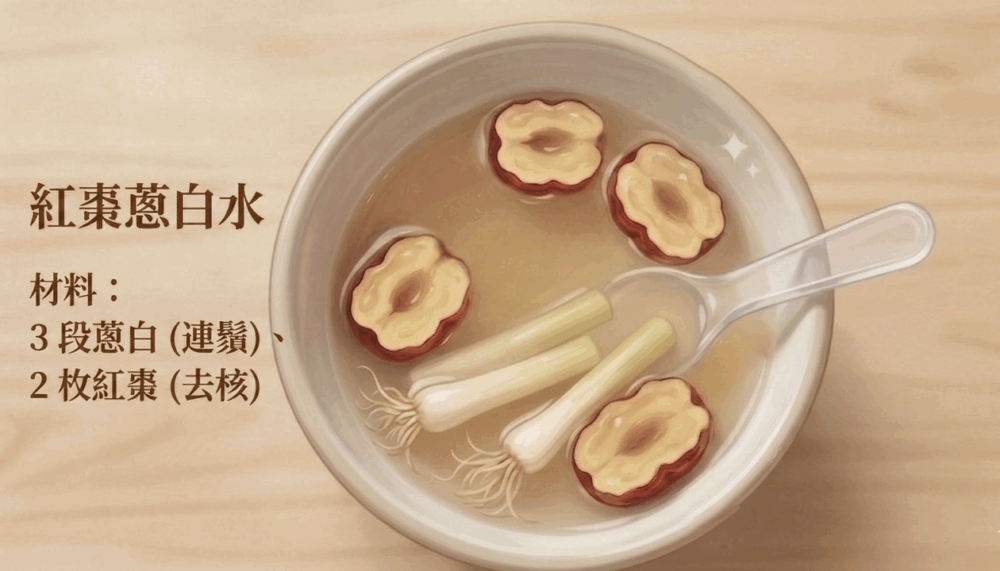 對付透明鼻涕：紅棗蔥白水