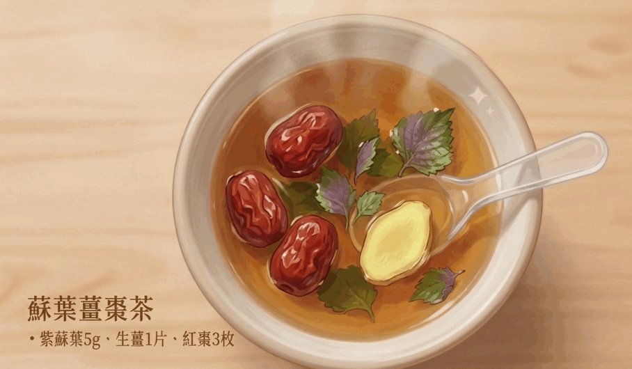 對付白色鼻涕：蘇葉薑棗茶