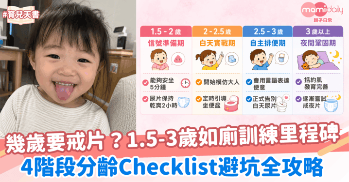 幾多歲要戒片？1.5-3歲 BB「如廁訓練里程碑」4階段分齡 Checklist 避坑全攻略！
