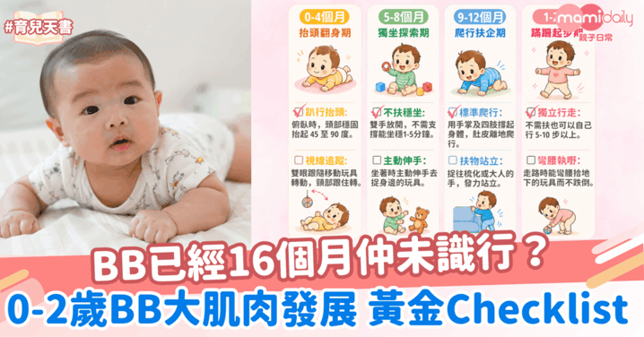 BB 16個月仍未學會走路?0-2歲BB大肌肉發展黃金對照表與特訓指南!