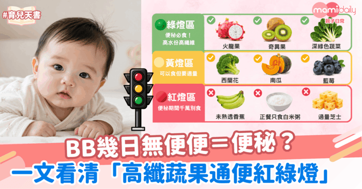 BB幾日無便便=便秘?一文認清「高纖蔬菜水果通便紅綠燈」 避開餵食盲區!