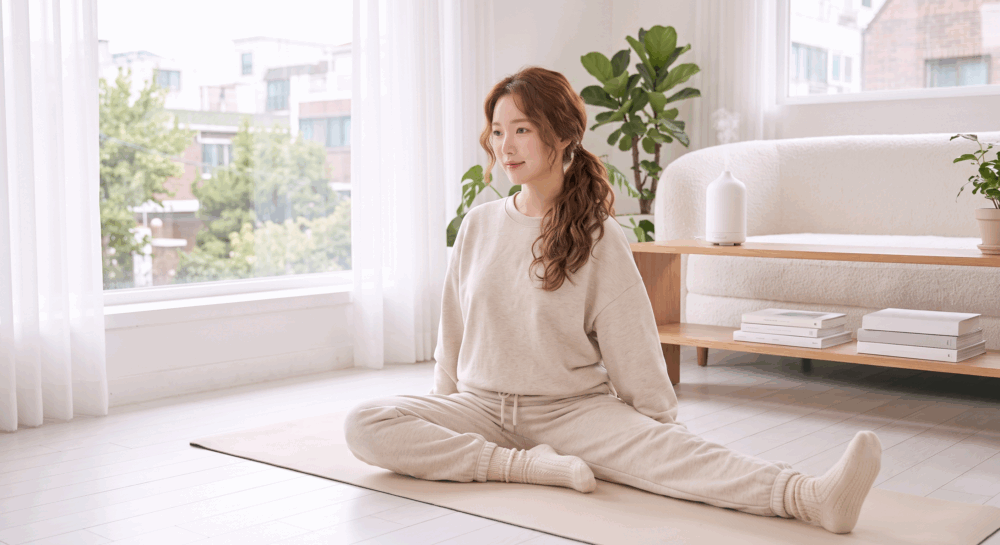 一名產後媽媽在身體完全恢復後做一些簡單的運動。