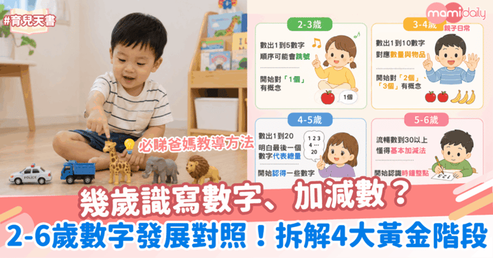 幾歲識寫數字、加減數?2-6歲數字發展對照!拆解4大黃金階段